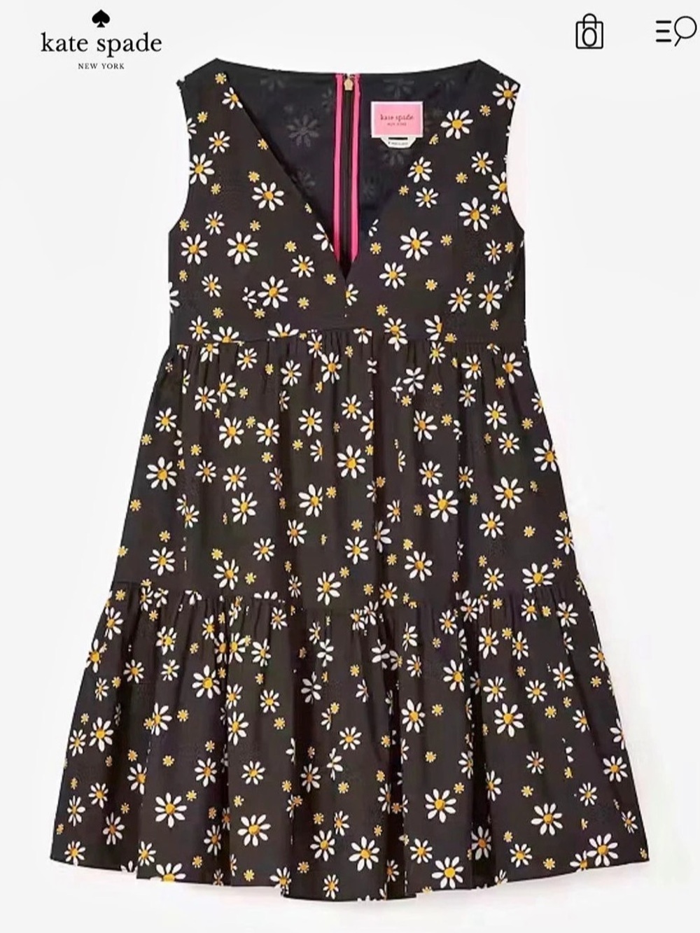 Kate Spade New York Daisy V-Neck Tiered Dress Floral Mini Dress with POCKETS